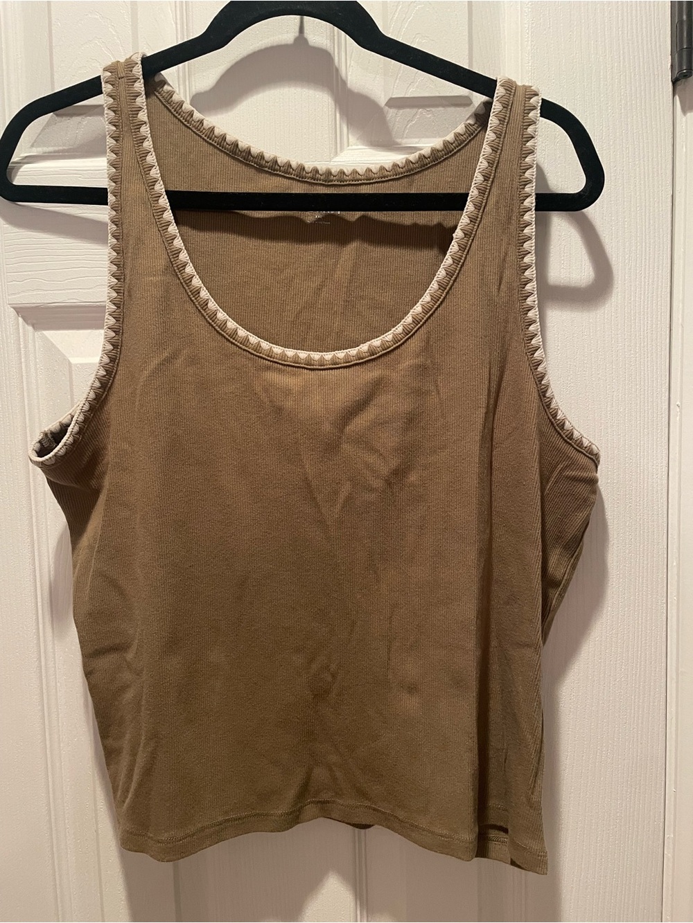 Old Navy Olive Brown Tank Top with Cream Trim